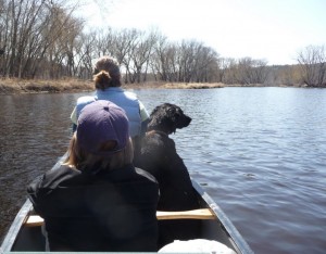 My canoe full of two ladies and one bitch. All of whom I love.