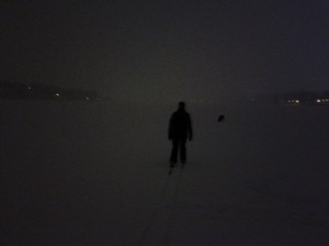 Katie and Lola on Lake Phalen on a winter night Katie and Lola on Lake Phalen on a winter night