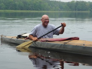 Nedderman on the water in his Klepper folding kayak. Nedderman on the water in his Klepper folding kayak.